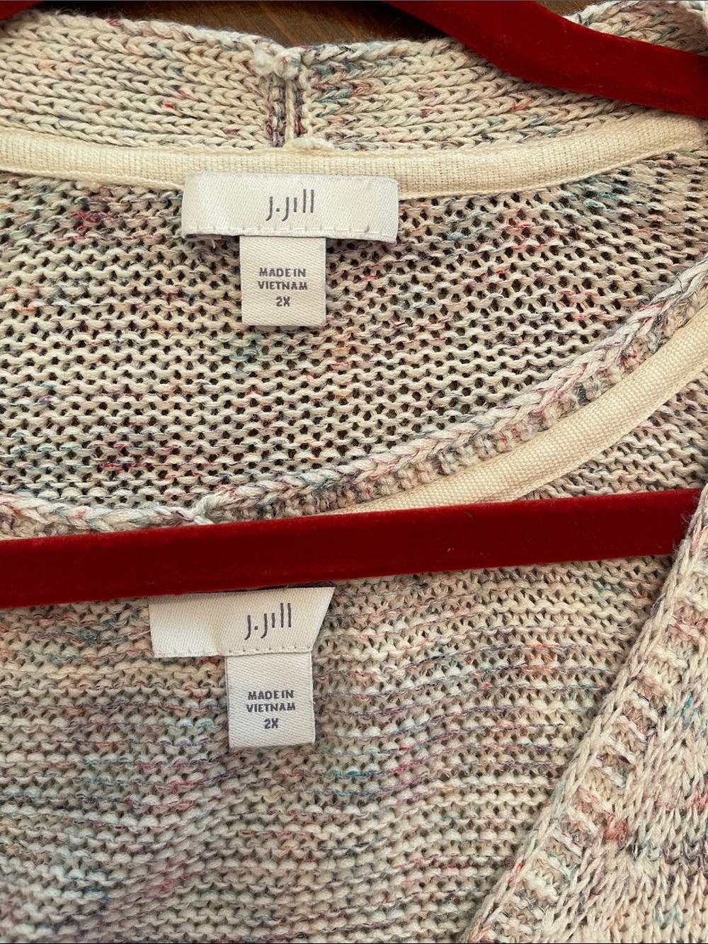J. Jill Cream Speckled Knit V-Neck Sweater & Cardigan Set - Picture 3 of 5